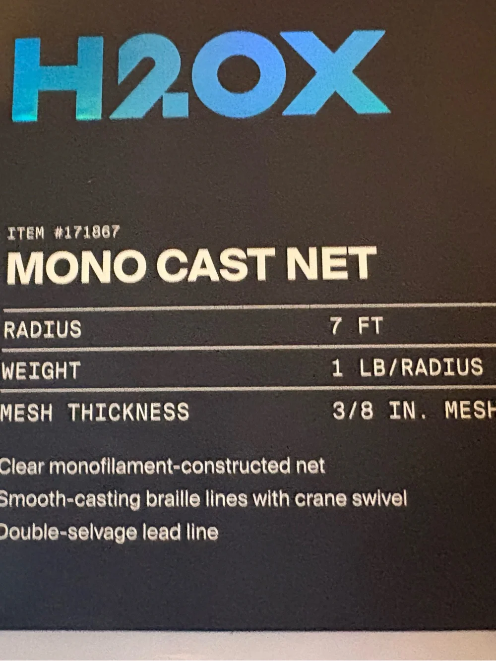 (2) H2OX White Mono Cast Fishing Nets / Storage Bins - (1) 4Ft & (1) 7ft